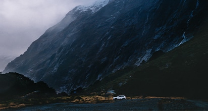 GO Rentals Snap Happy photo entry by Laurence travelling around Milford Sound New Zealand in a GO Rentals hybrid car