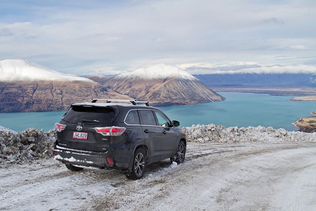 GO Rentals car driving in winter in New Zealand