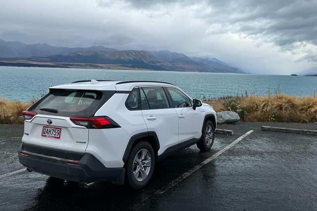 GO Rentals car driving in the rain